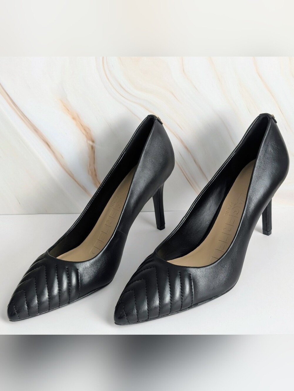 Karl Lagerfeld Paris NIB Black Quilted Pointed Toe Pumps Size 8